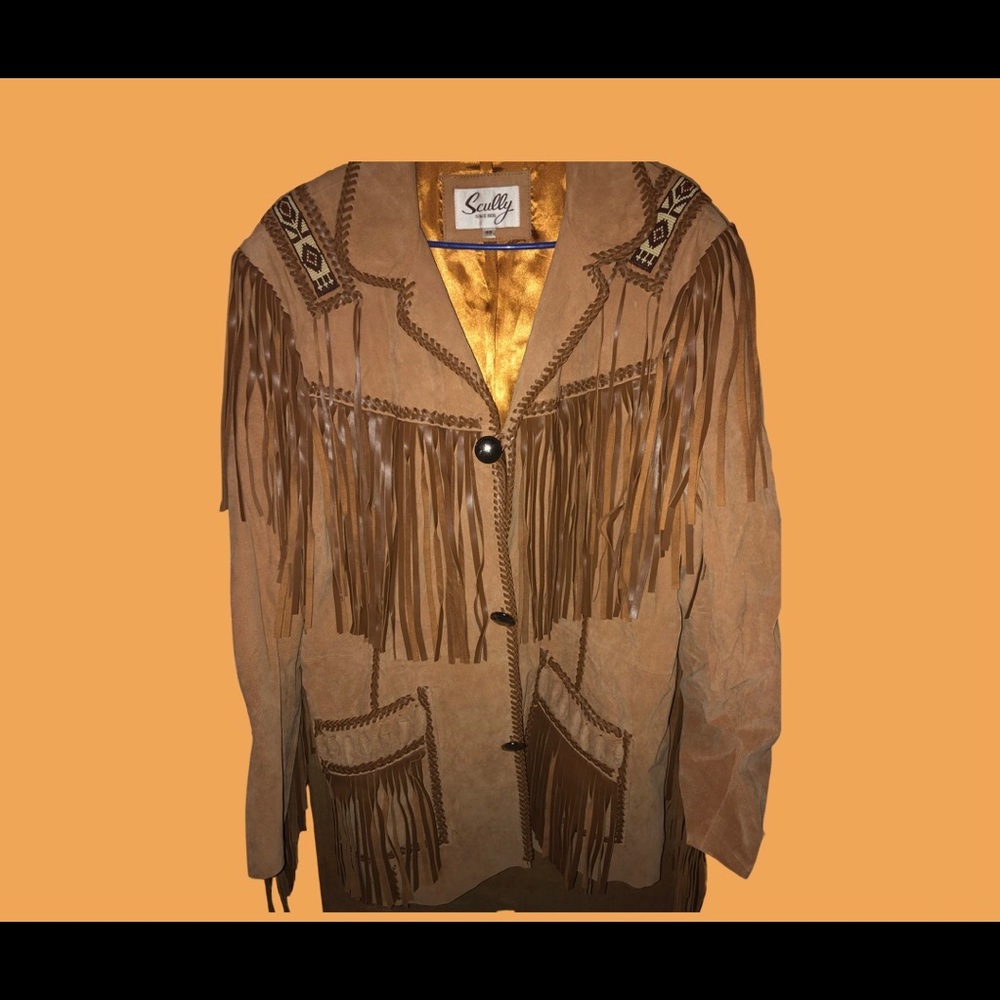 NWOT - Scully Suede Leather Fringed Coat in Bourbon Roar